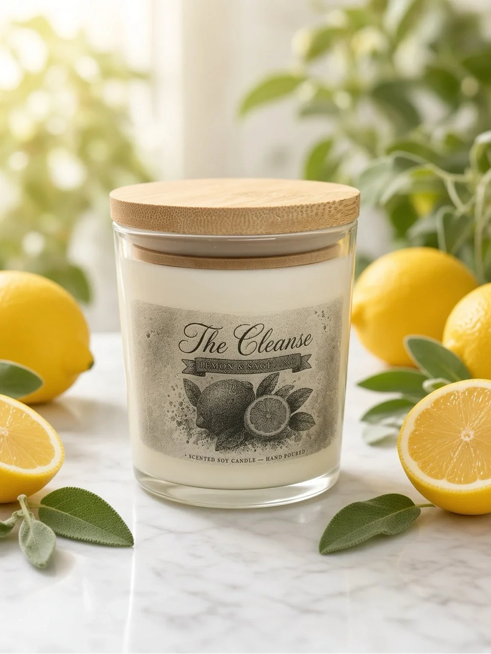 9oz Lemon Sage Soy Candle | The Cleanse Fresh Clean Scent Hand Poured